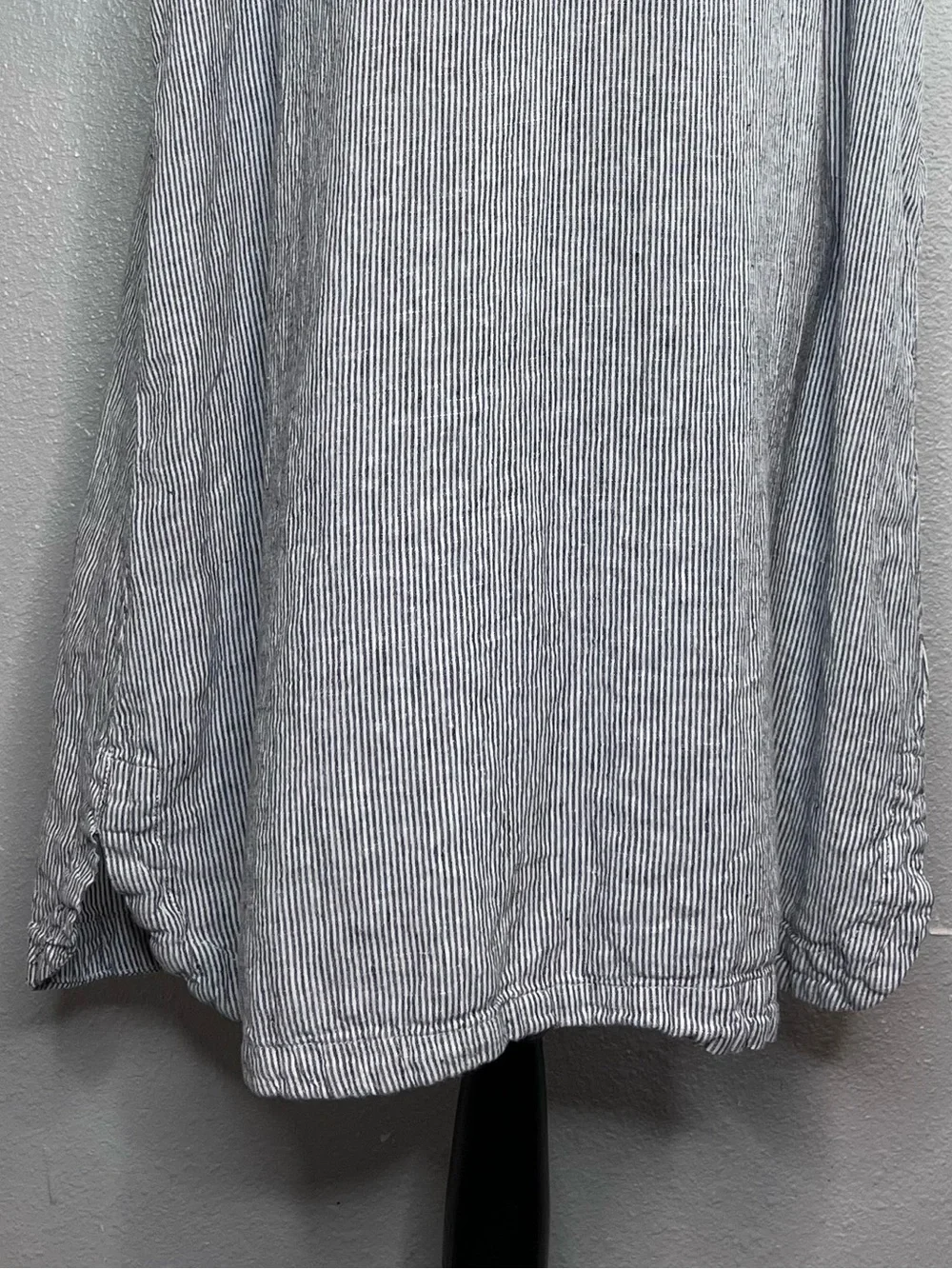 Tahari Sz 2X V-Neck Short-Sleeve 100% Linen Striped Coastal Minimalist Dress - Picture 4 of 10
